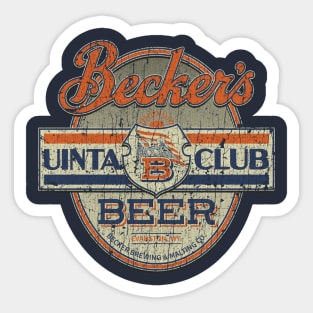 Becker's Uinta Club Beer 1917 Sticker